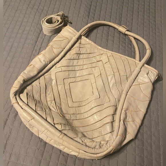 Anthropologie Benecio Diamond Leather Tote Monserrat De Lucca Light Grey - Picture 5 of 13